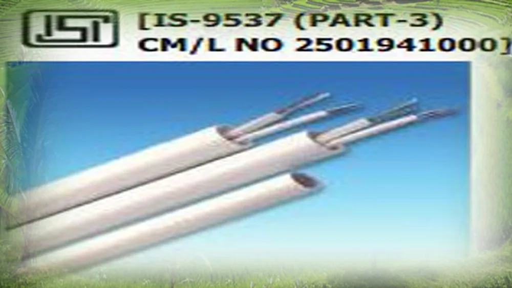 Kamalplast white rigid conduit pipes with the ISI mark and IS 9537 Part 3 licence reference
