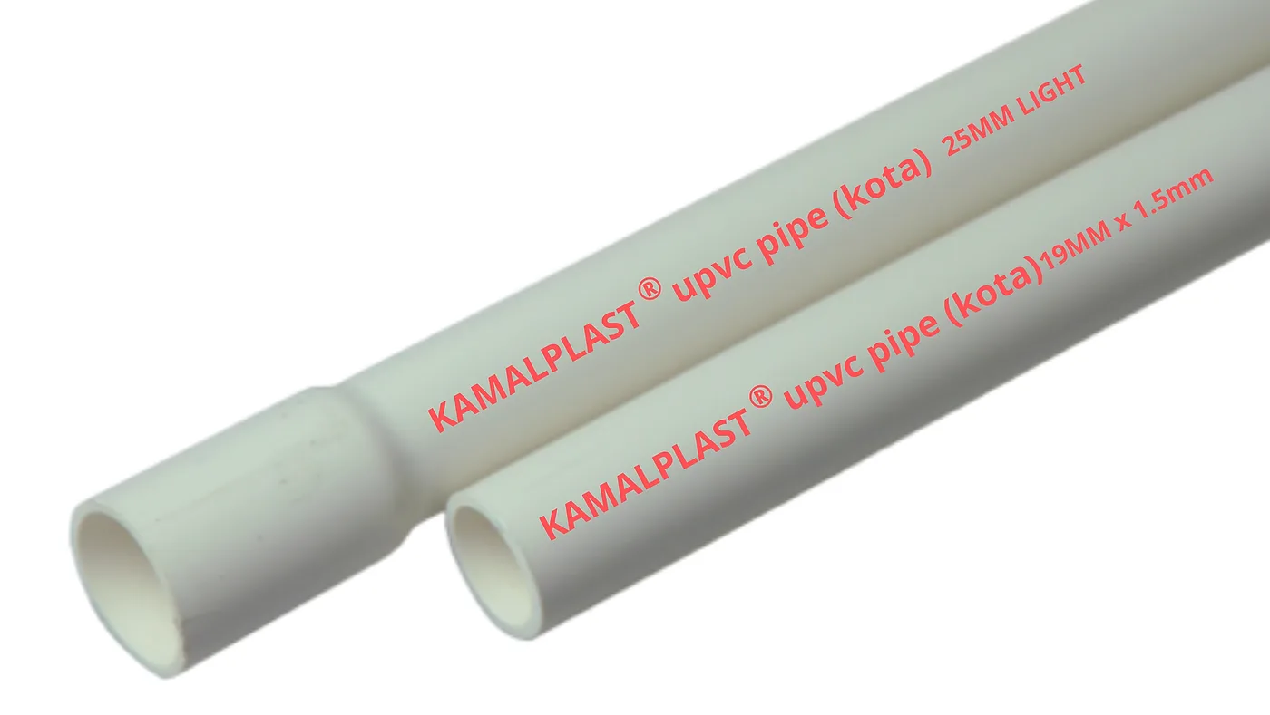 Kamalplast uPVC conduit pipes printed with size and grade