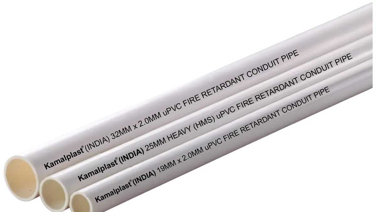 Three Kamalplast uPVC conduit pipes in 19, 25 and 32 mm