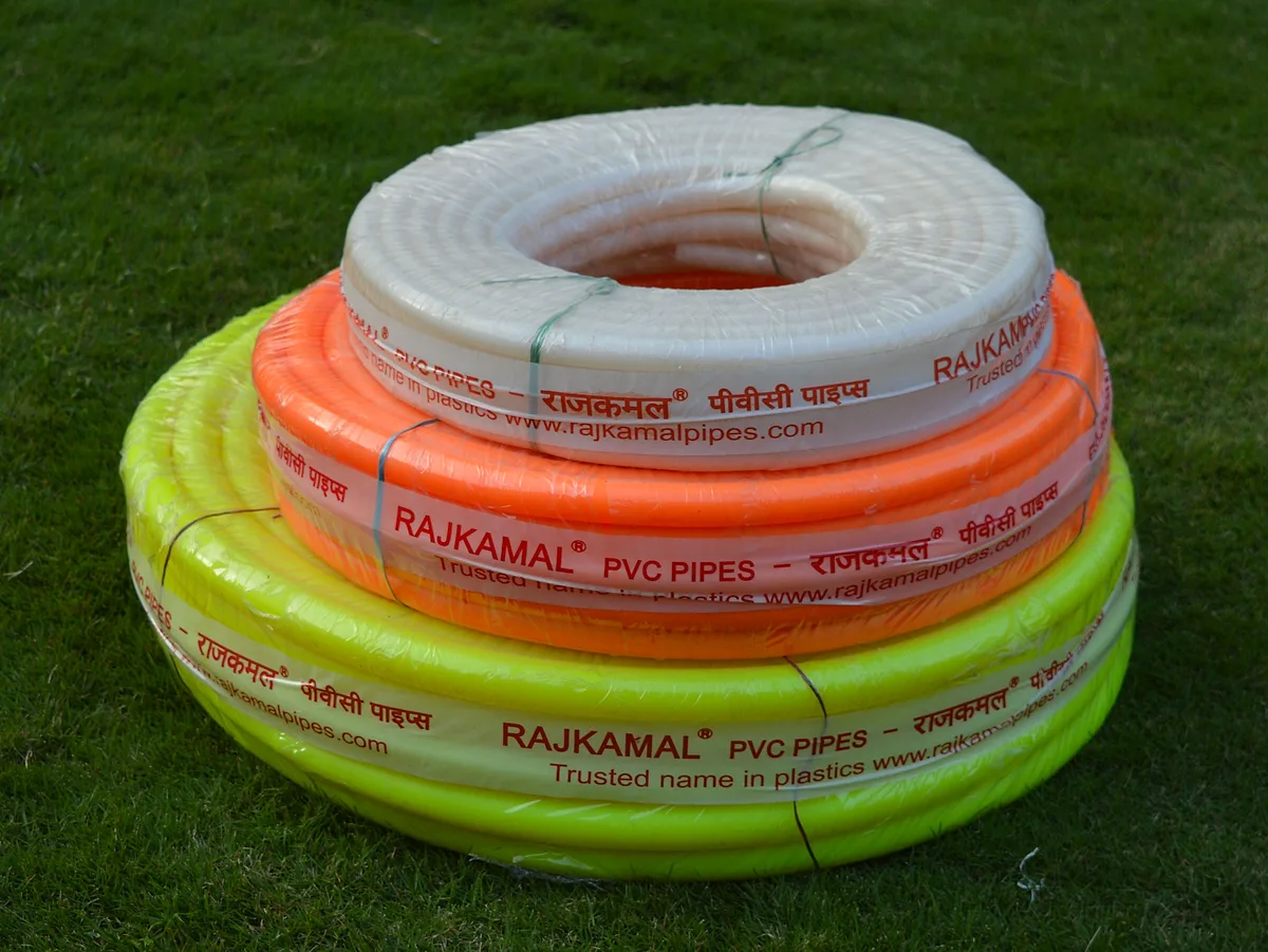 Rajkamal foam pipe coils in white, orange and green